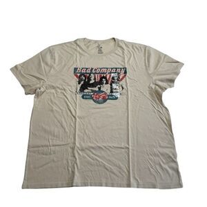 Wrangler Bad Company Graphic Band Tee Straight Shooter 1973 Cream Men’s NWT